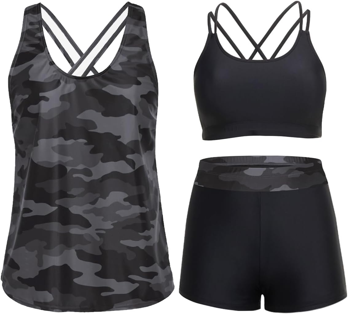 Holipick 3 Piece Tankini Swimsuits for Women with Tummy Control