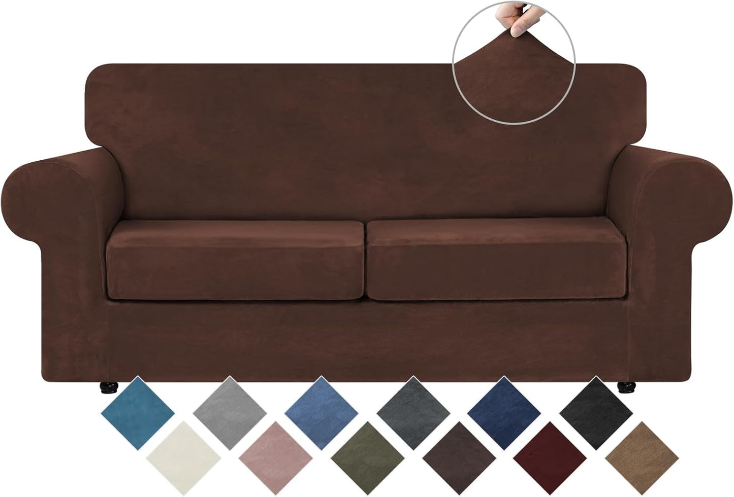 High Stretch Velvet Couch Covers for 2 Cushion Sofa Protection