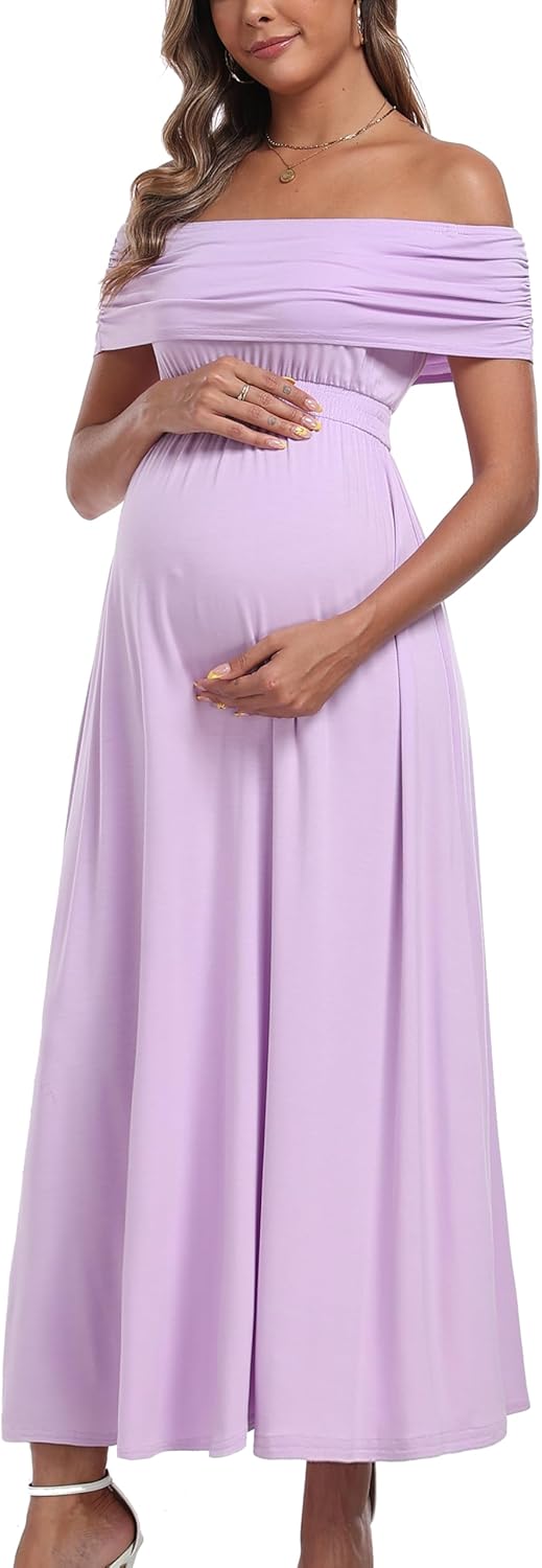 Off The Shoulder Maxi Maternity Dress for Photoshoot and More