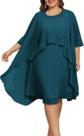 Women's Plus Size 2 Piece Dress and Jacket for Wedding Events