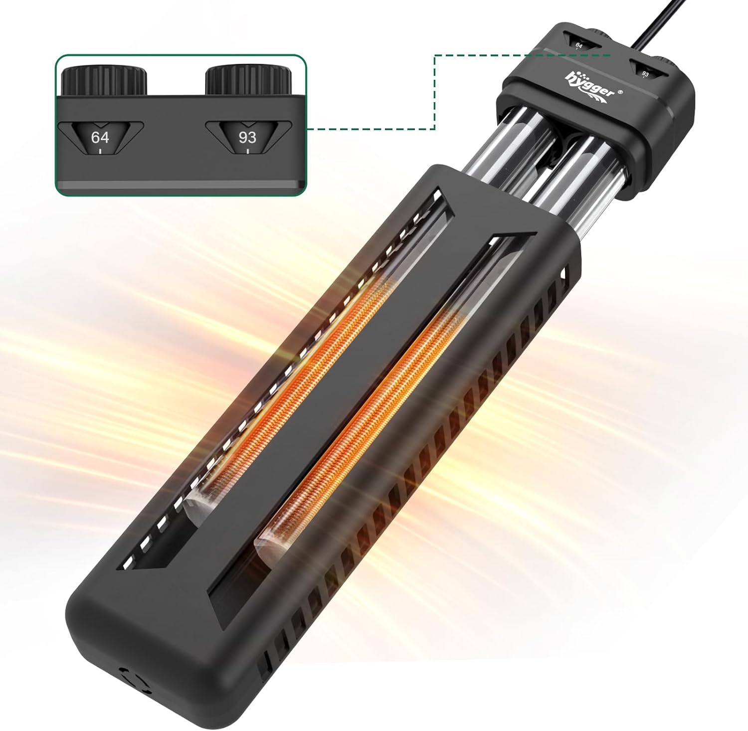 Hygger 800W Submersible Aquarium Heater - Double Quartz, Precise Temp Control