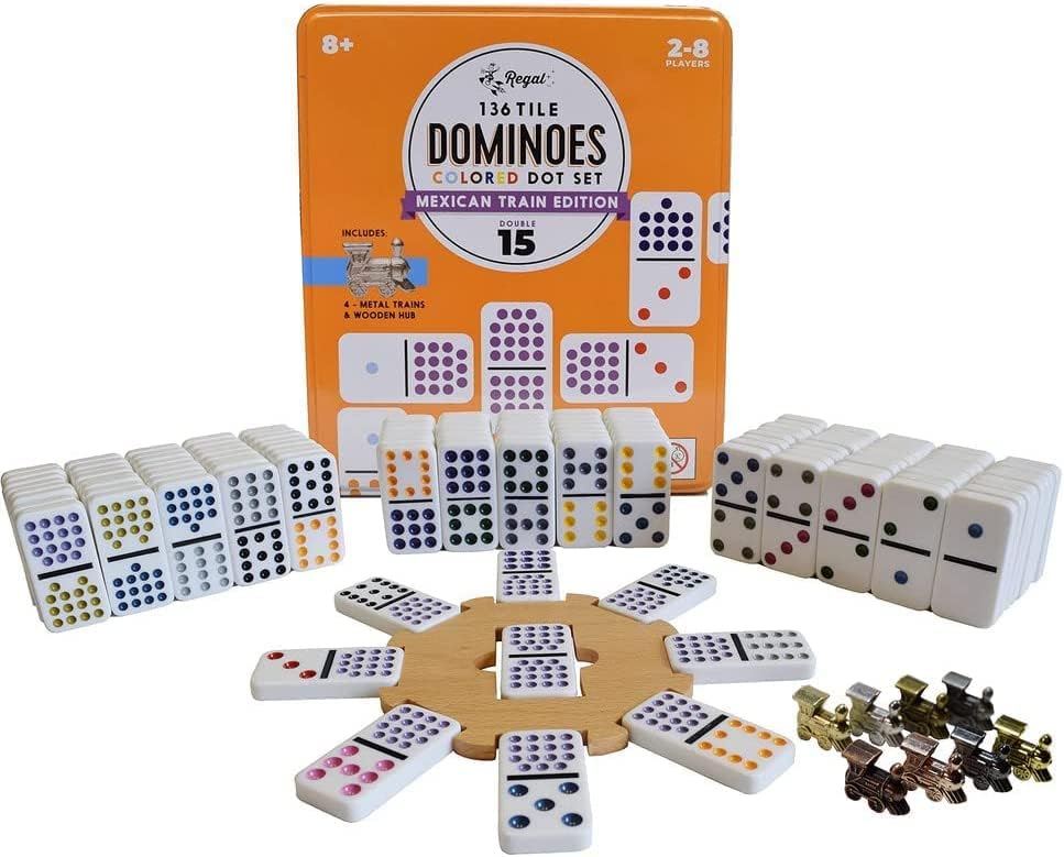 Mexican Train Double 15 Dominoes Set for Family Game Nights
