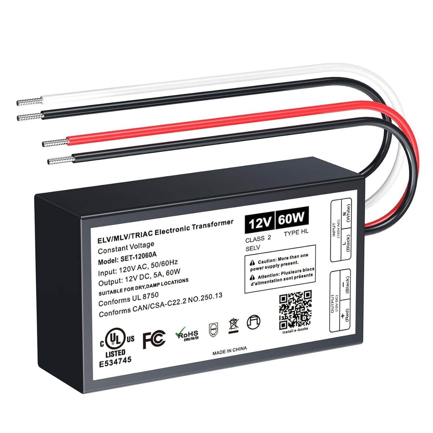 60W 12V Dimmable LED Driver for Indoor and Outdoor Use