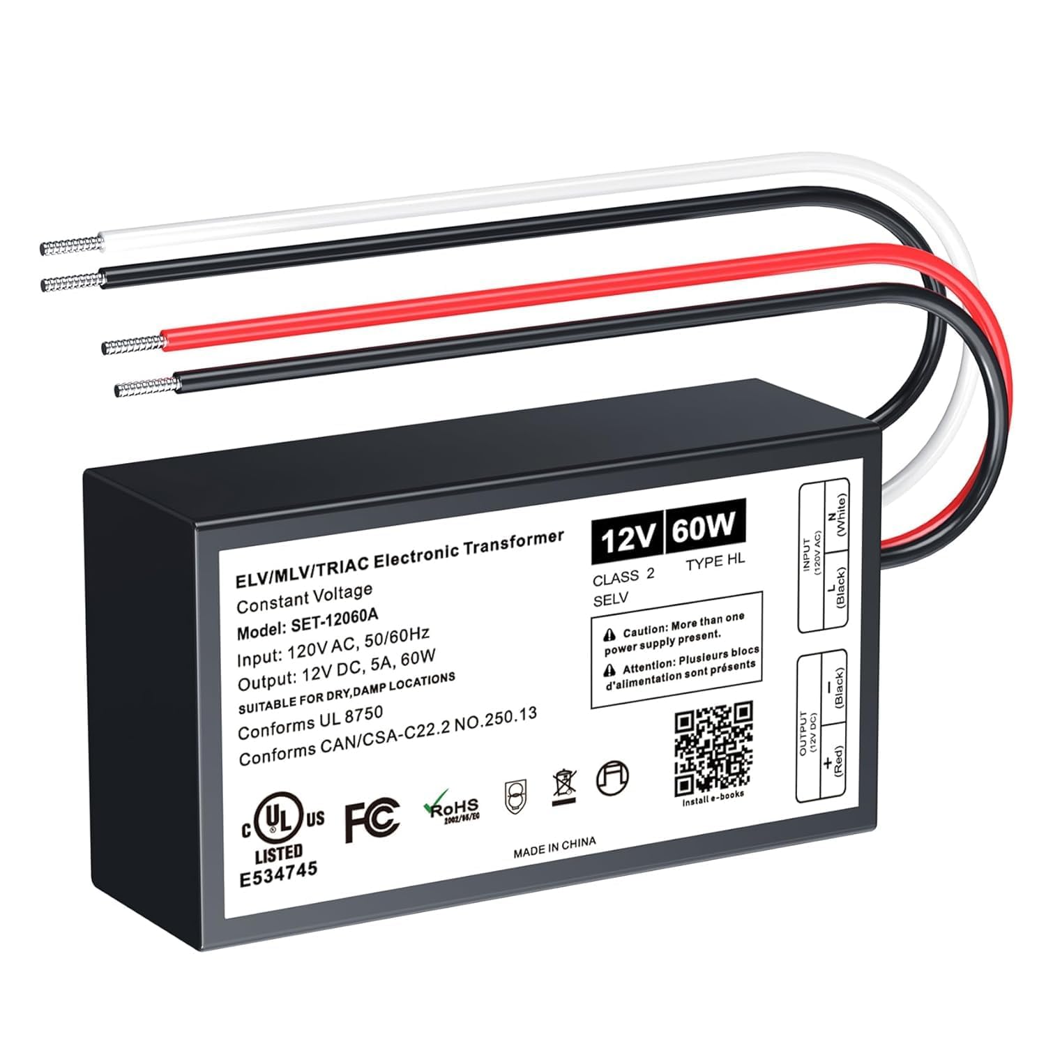 60W 12V Dimmable LED Driver for Indoor and Outdoor Use