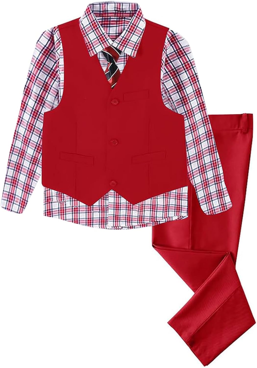 Boys 4 Pieces Slim Fit Suits Set for Formal Dresswear