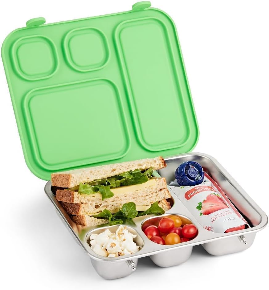 Kids Stainless Steel Bento Box with Silicone Lid for Lunch