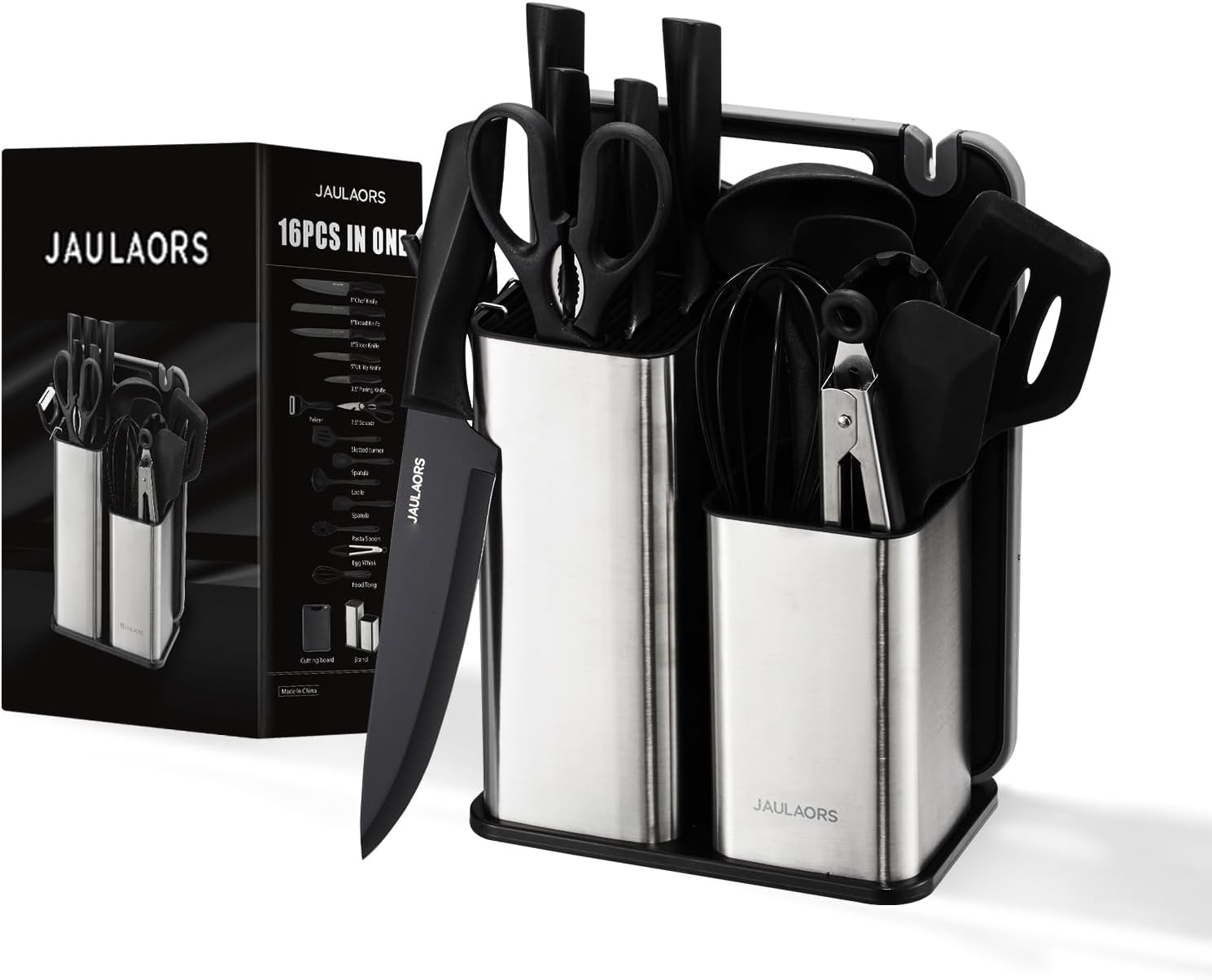 16-Piece Kitchen Knife Set with Block for All Cooking Needs