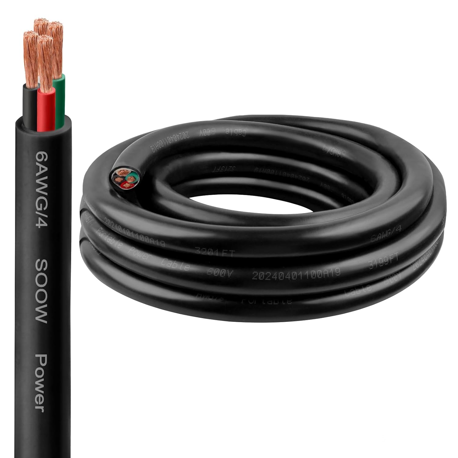 6/4 SOOW Wire 5FT - Heavy-Duty 6 AWG 600V Power Cable