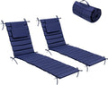 Chaise Lounge Cushion Outdoor Set of 2 - Waterproof Roll-Up Comfort