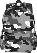 School Backpack Black White Camo Camouflage Daypack - Water-Resistant