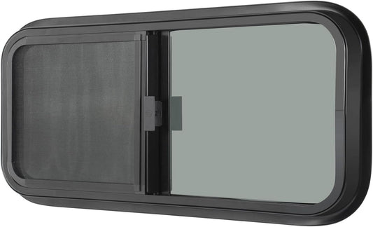 Horizontal RV Window with Net Screen and Trim Ring for Durability