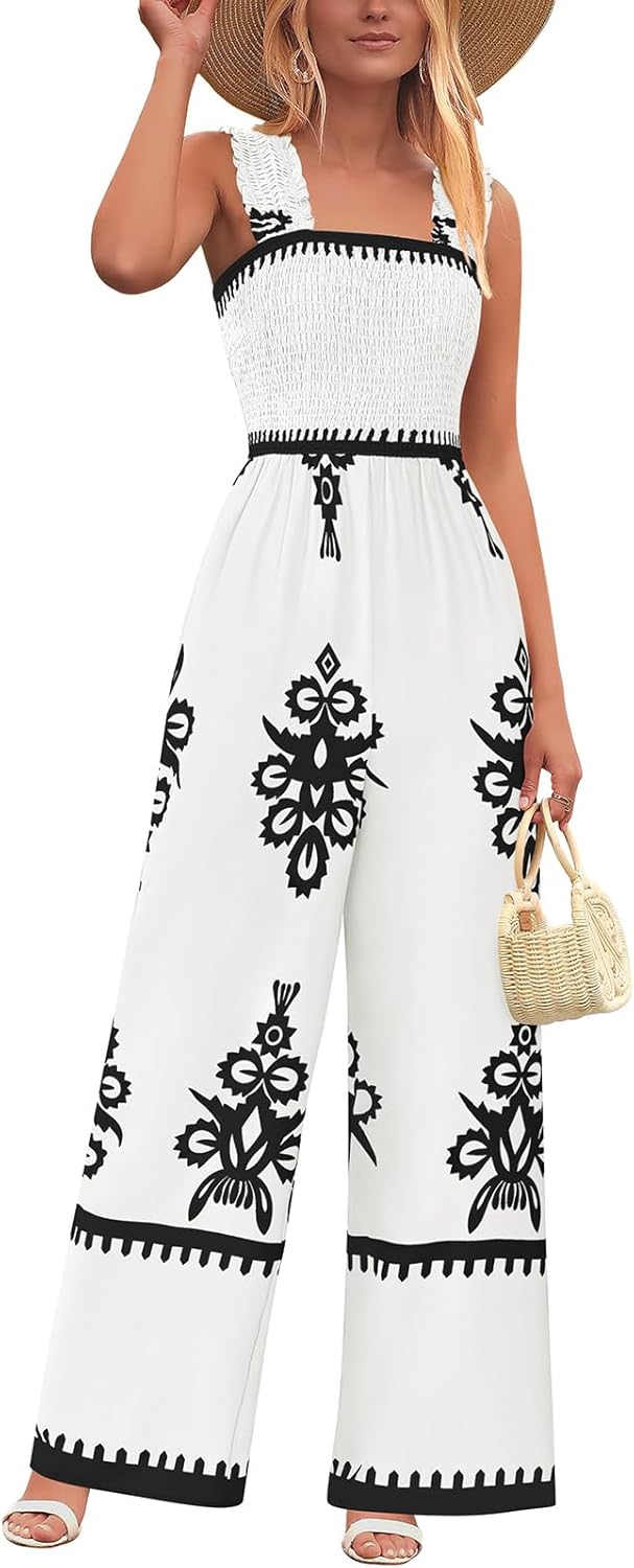 PRETTYGARDEN Womens Jumpsuit Casual One Piece Boho Summer Outfit