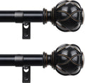 Black Curtain Rods 2 Pack 48 to 84 in Adjustable Window Rods