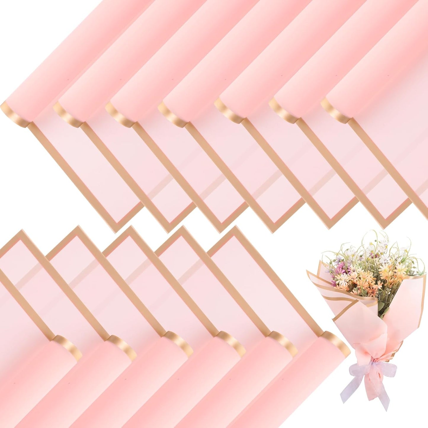 Yahenda Flower Wrapping Papers with Gold Edge for Bouquets