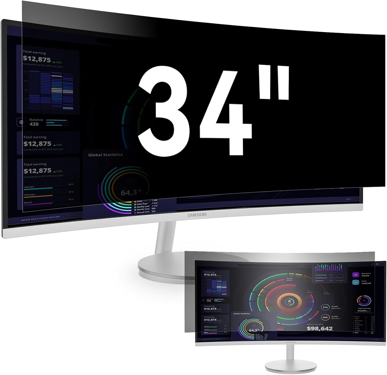 34 Inch Computer Privacy Screen Filter for Widescreen Monitors