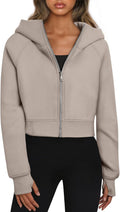 Trendy Queen Womens Zip Up Hoodies Cropped Sweatshirts - Cozy Fall Do