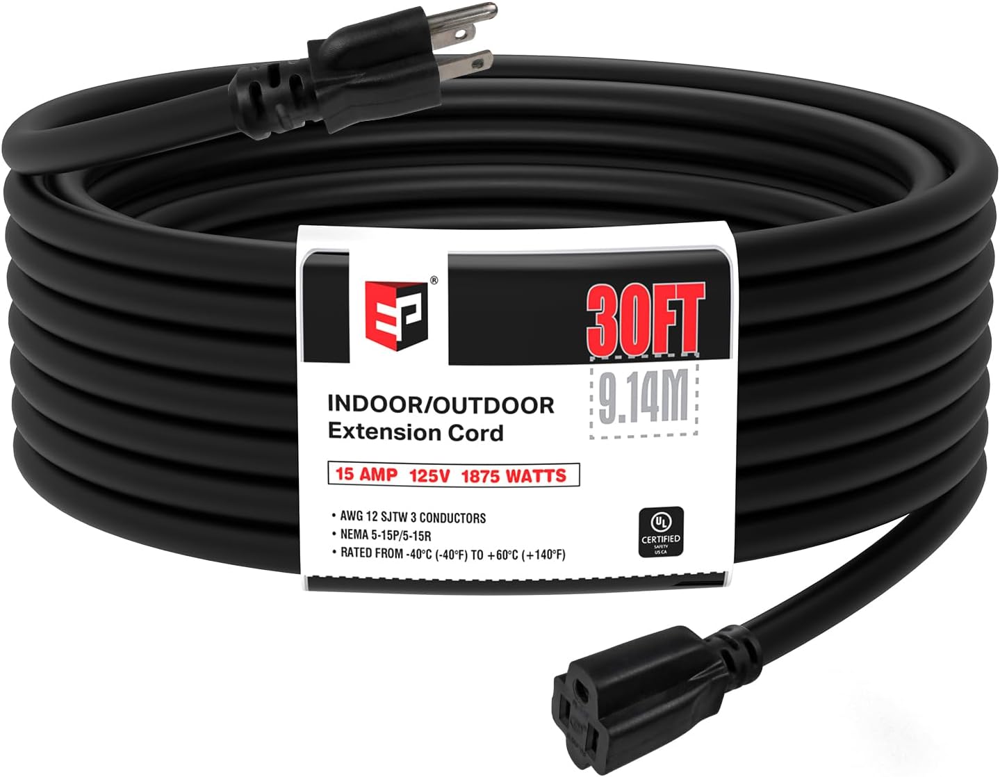 EP 30 Ft Outdoor Extension Cord - Heavy Duty Power Cable