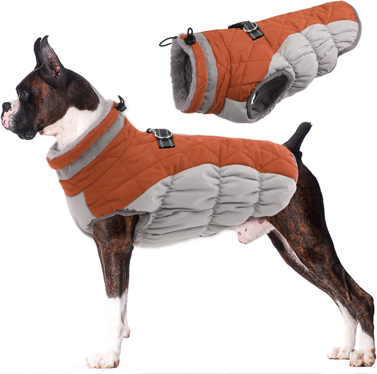 Warm Waterproof Dog Winter Coat with Harness for Large Dogs