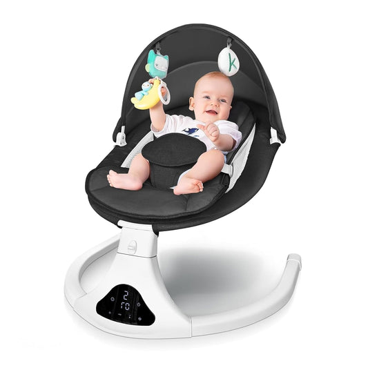 Portable Electric Baby Swing | Remote Control, 5 Speeds, Secure Harness, 3 Seat Positions