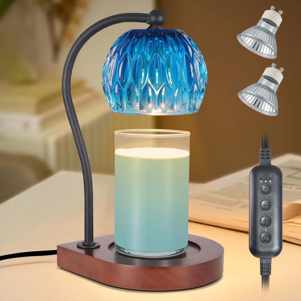 Candle Warmer Lamp with Timer for Jar Candles - Black-Blue