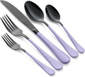20-Pieces Purple and Black Silverware Sets for 4 - Colorful Stainless