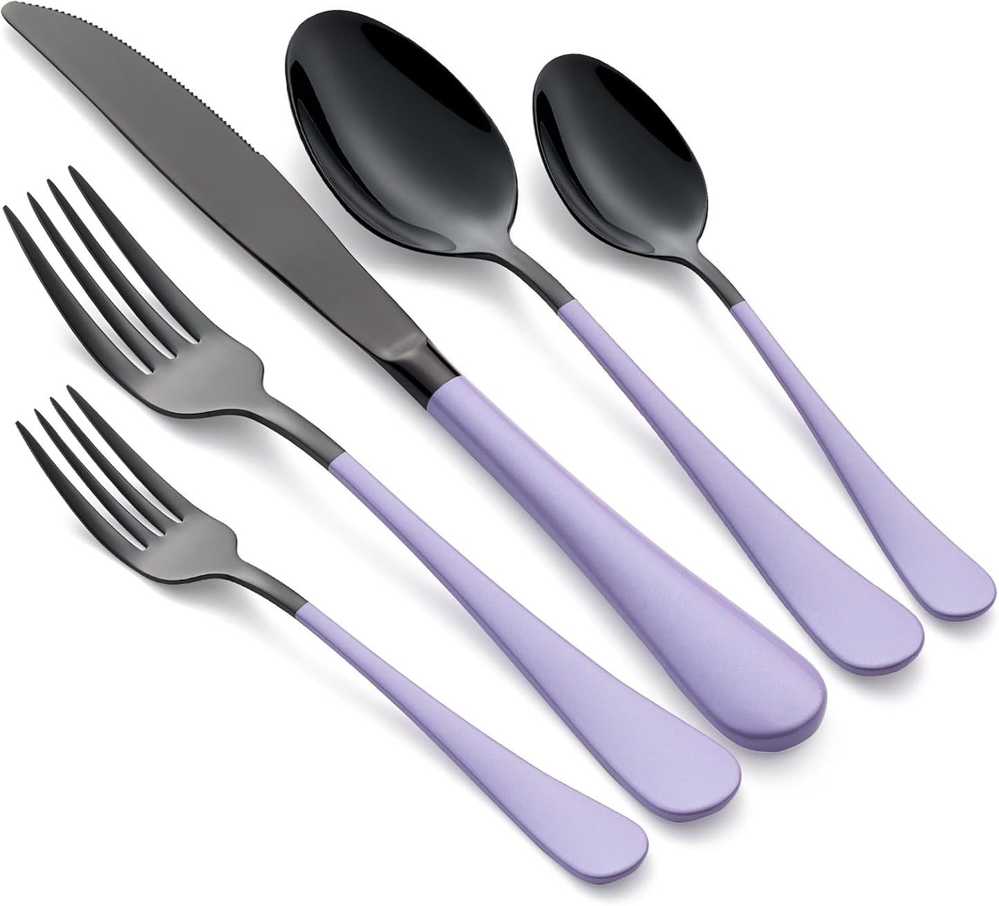 20-Piece Purple and Black Stainless Steel Cutlery Set for 4
