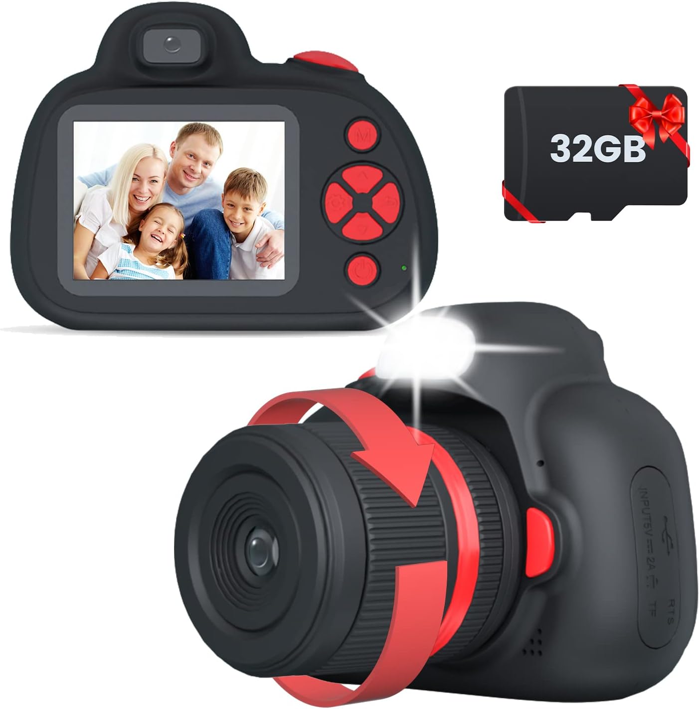 Kids Digital Camera with Flash & 32G Card - Perfect Birthday Gift!