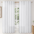 MIULEE Faux Linen Curtains 54 in Length 2 Panels - Semi Sheer Natural