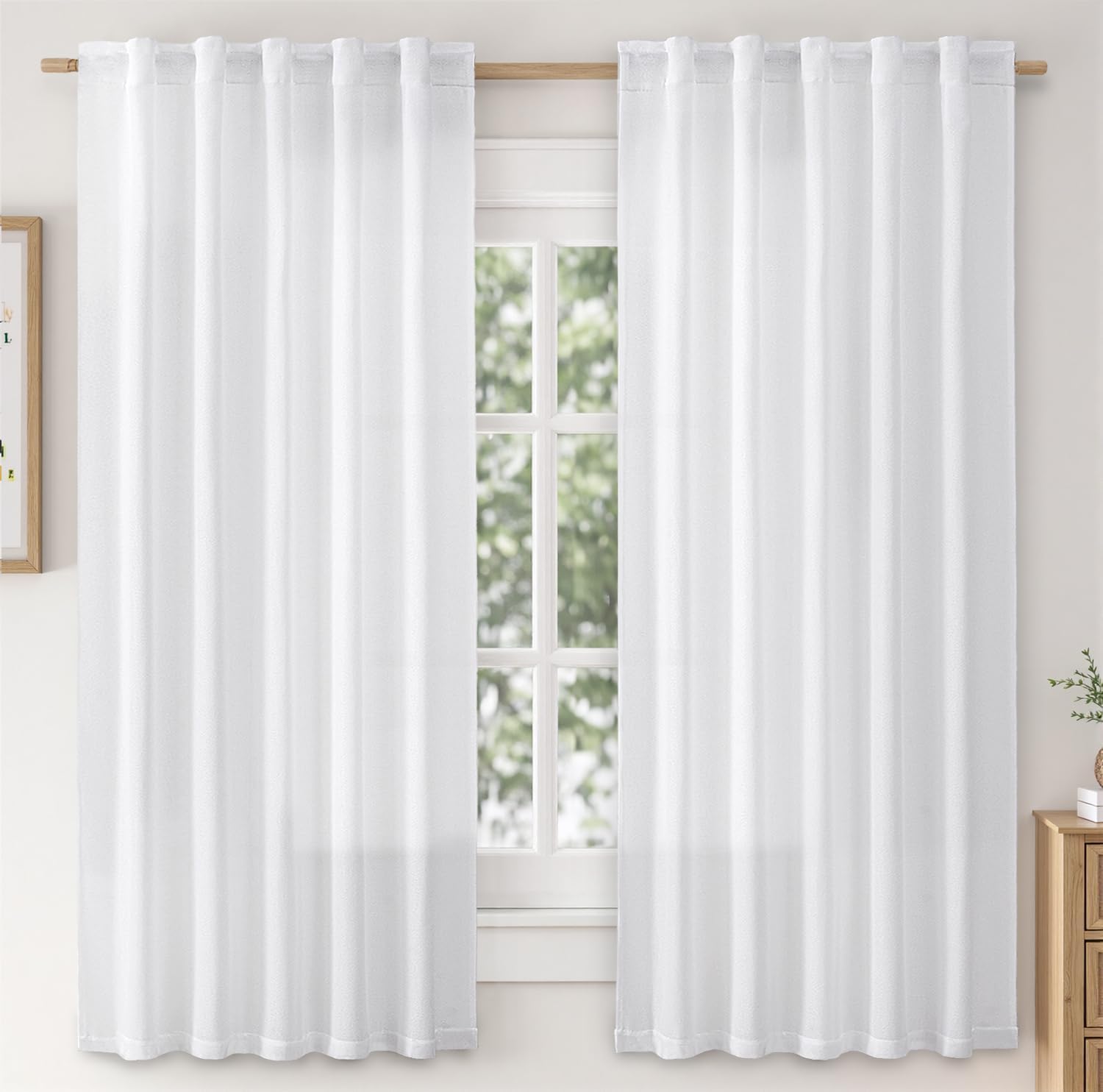 MIULEE Faux Linen Curtains 54 Inch Length for Elegant Privacy