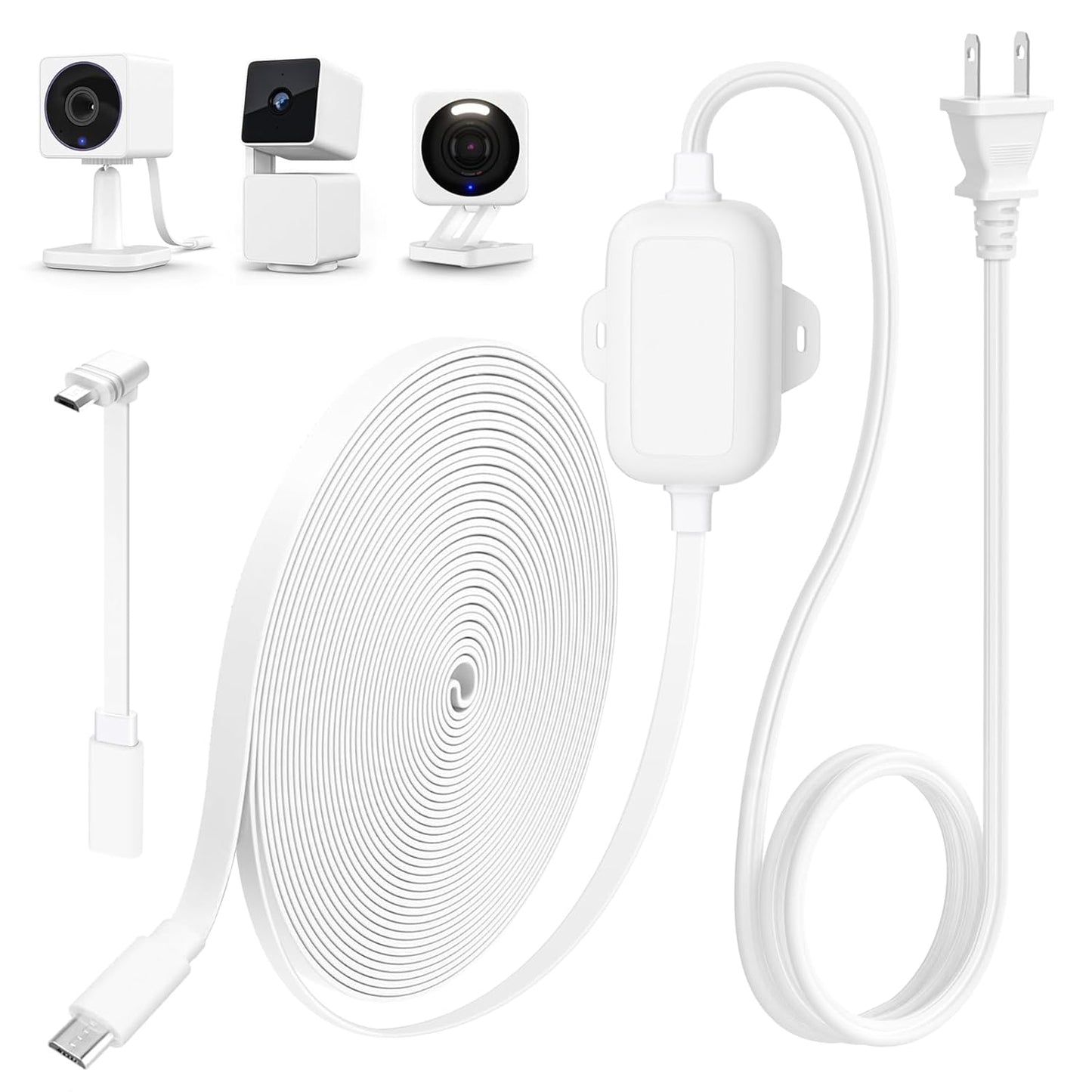 Waterproof L-Shape Extension Cable for WYZE Cam - Charge While Recording