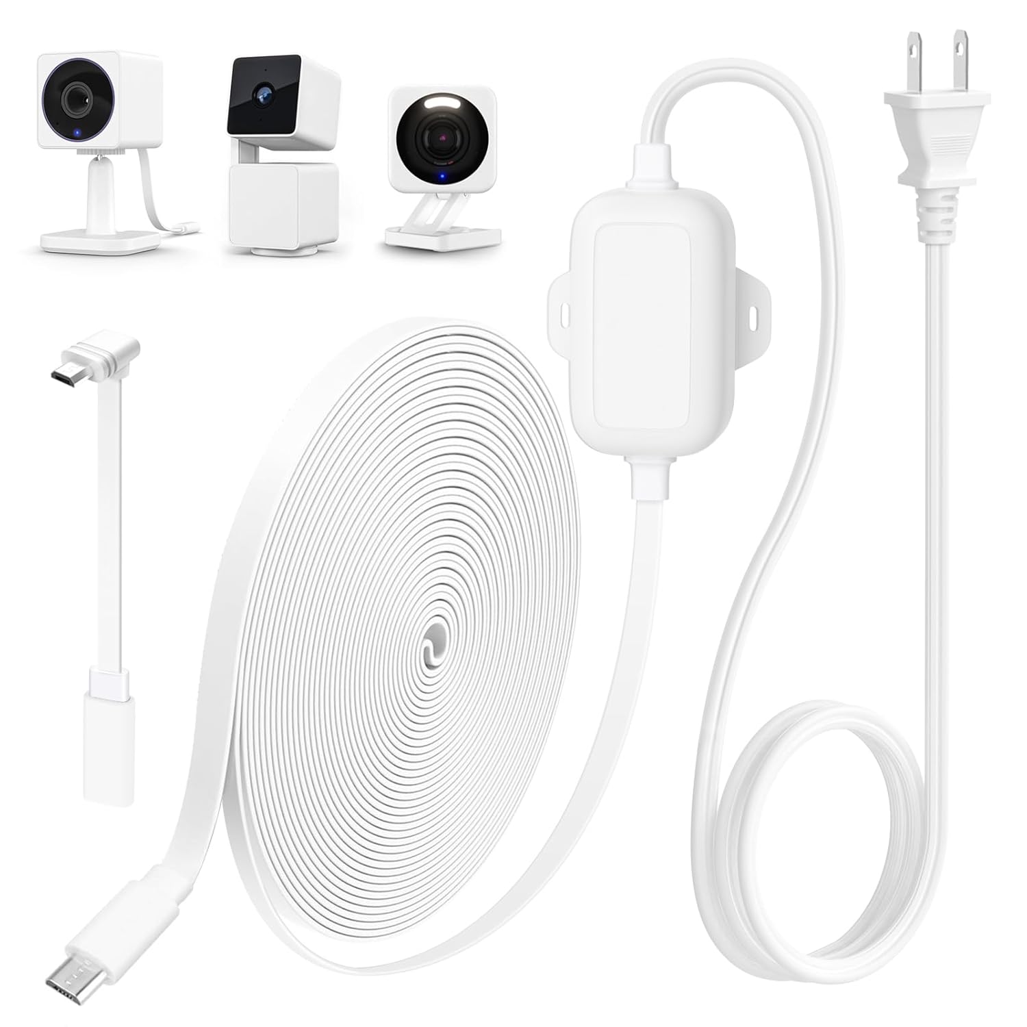 Waterproof L-Shape Extension Cable for WYZE Cam - Charge While Recording