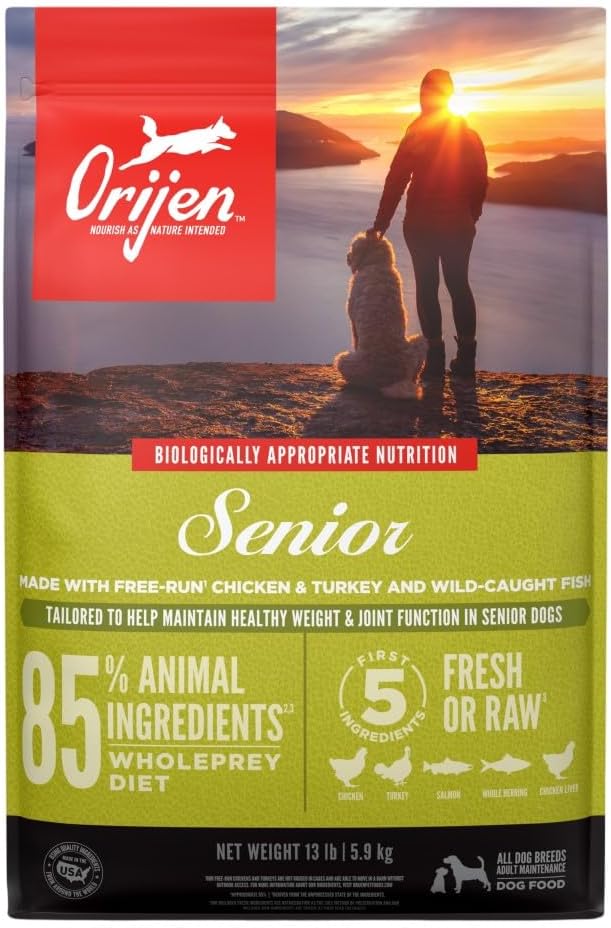 ORIJEN Grain Free High Protein Dry Dog Food for Senior Dogs