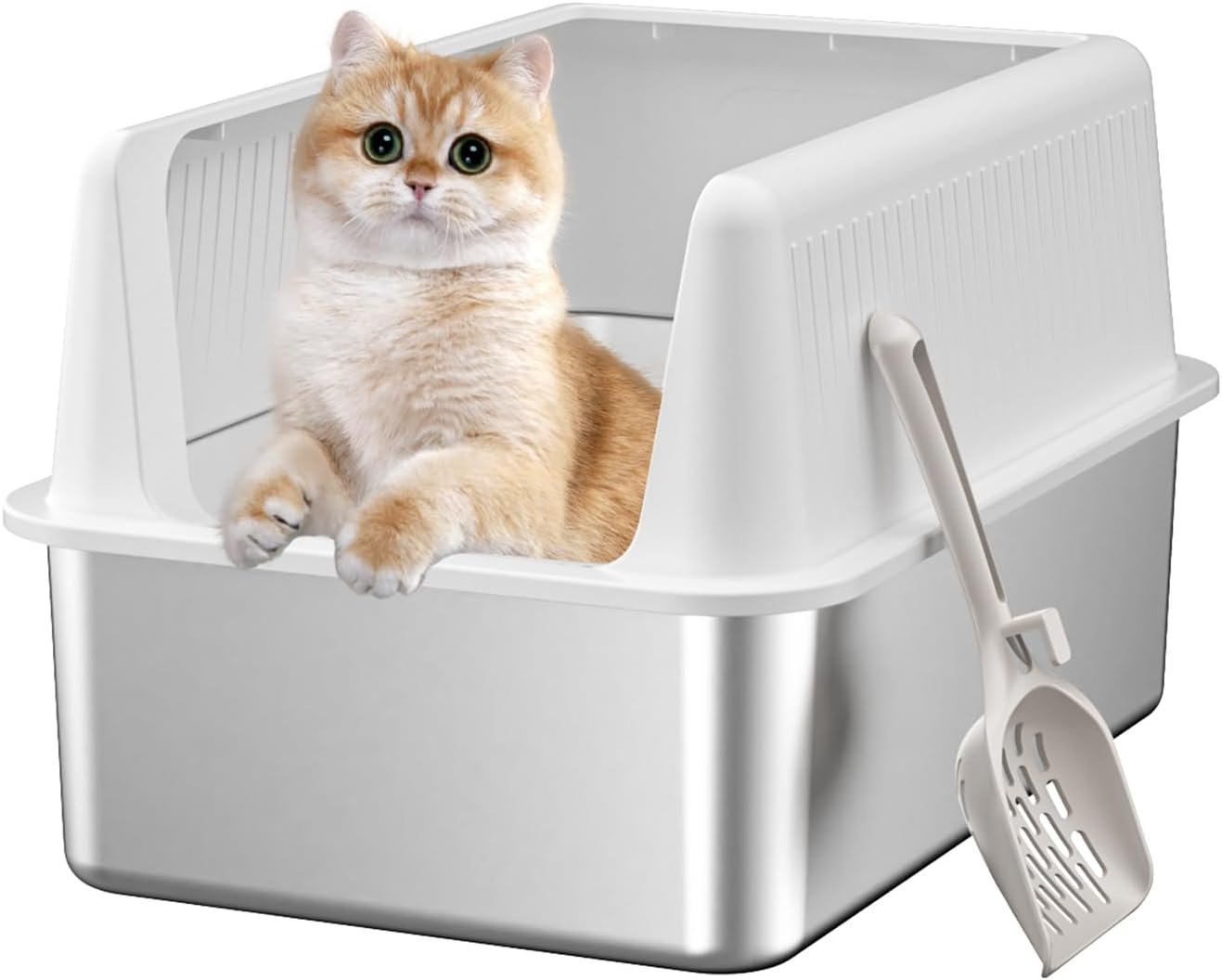 Stainless Steel Cat Litter Box with Lid for Easy Cleaning