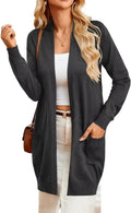 Women's Long Cardigan Sweater Open Front - Lightweight Pocketed