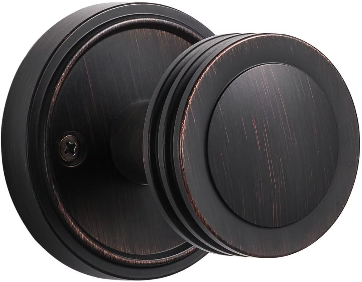 2 Pack Oil Rubbed Bronze Knob Passage Door Knobs for Interiors