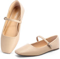 Womens Ballet Mary Jane Flats Shoes Adjustable Strap Square Closed Toe