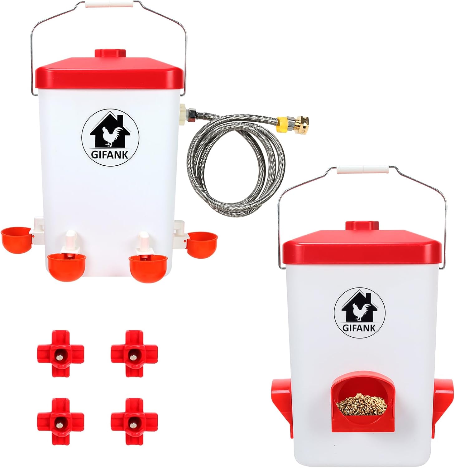 Automatic Chicken Feeder and Waterer Set for Easy Poultry Care