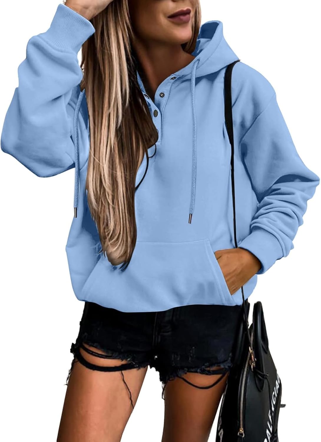 SHEWIN Women's Casual Hoodies Long Sleeve Lightweight Pullover