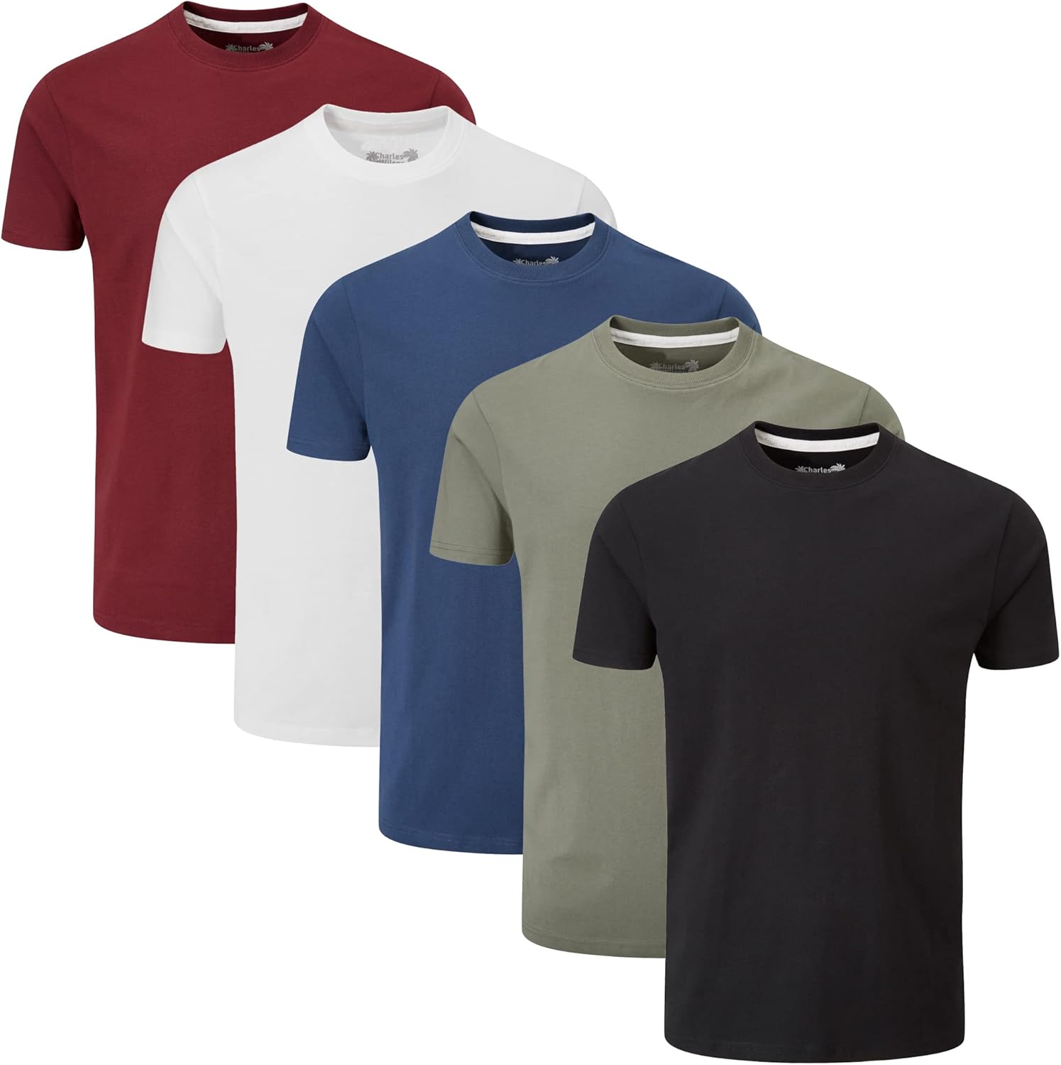 Charles Wilson Men's 5 Pack Crew Neck T-Shirt for Comfort