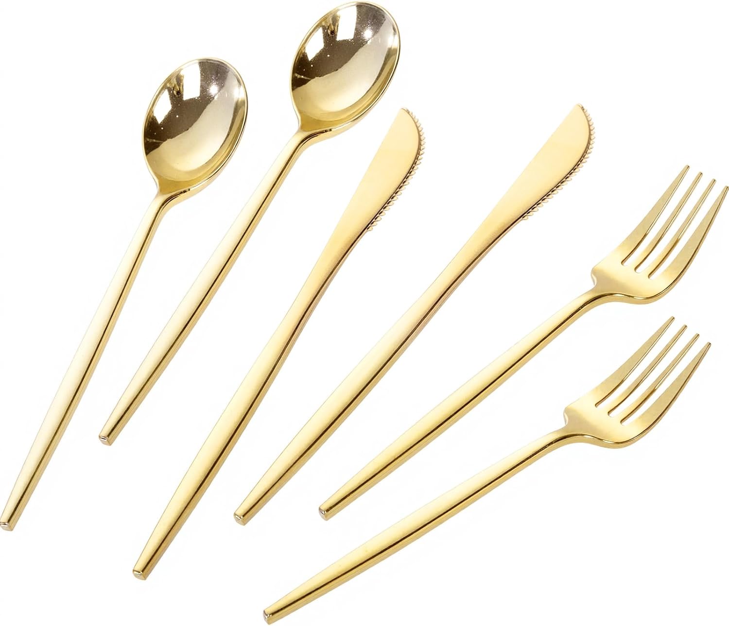PULOTE 300PCS Gold Plastic Silverware Set for Elegant Events