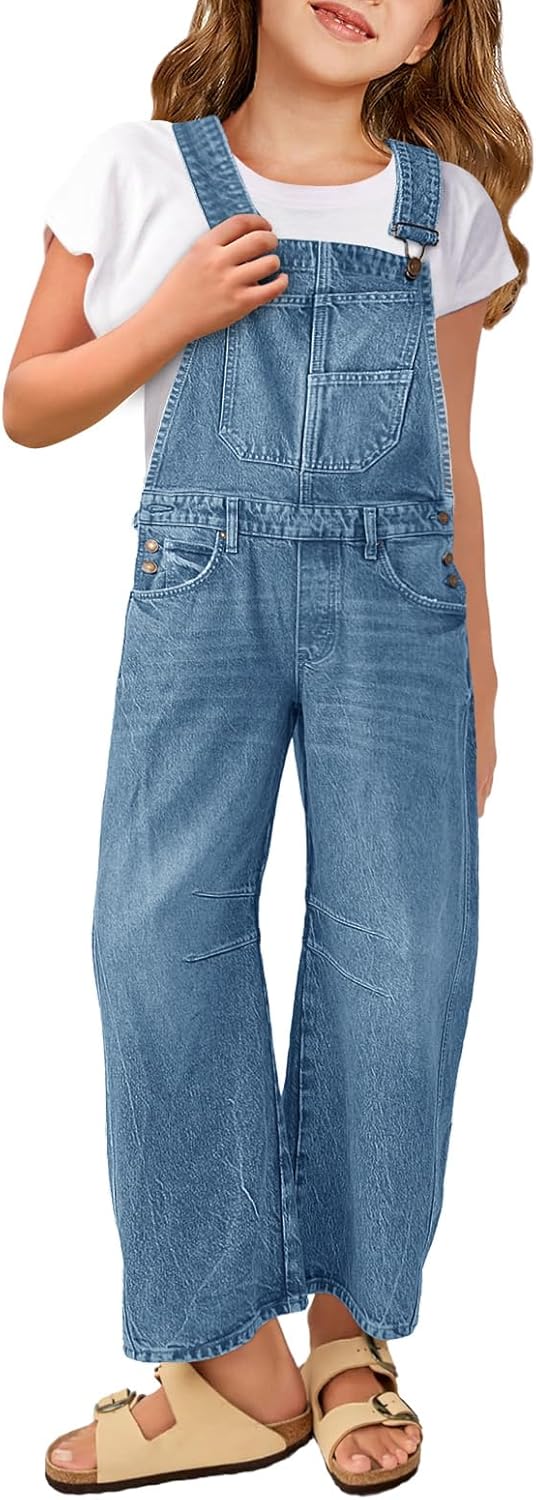 Haloumoning Girls Denim Overalls for Stylish Everyday Wear