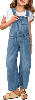 Girls Denim Overalls Sleeveless Wide Leg Jumpsuit - Comfortable
