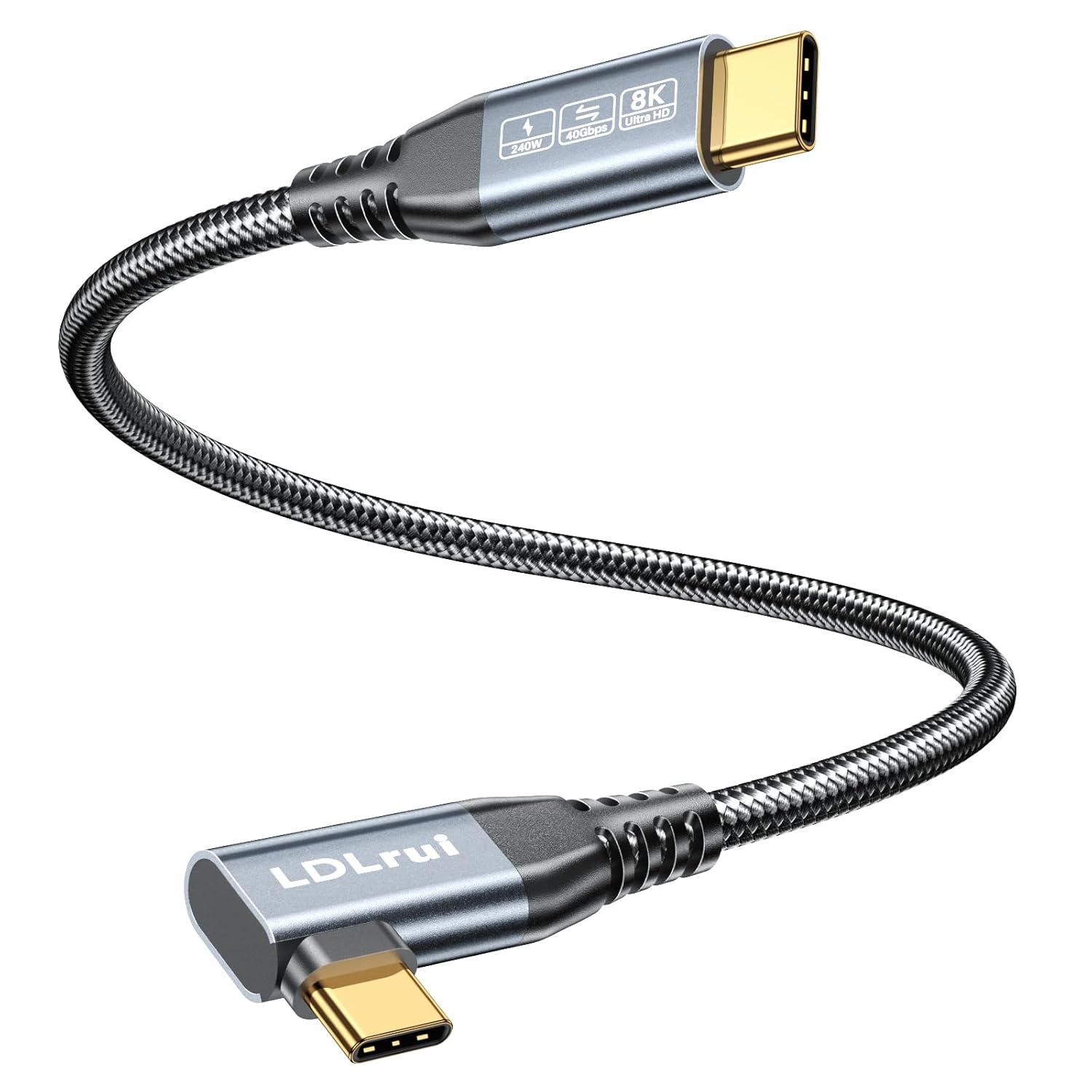 40Gbps USB 4 Right Angle Cable, 8K Display, 240W Fast Charge