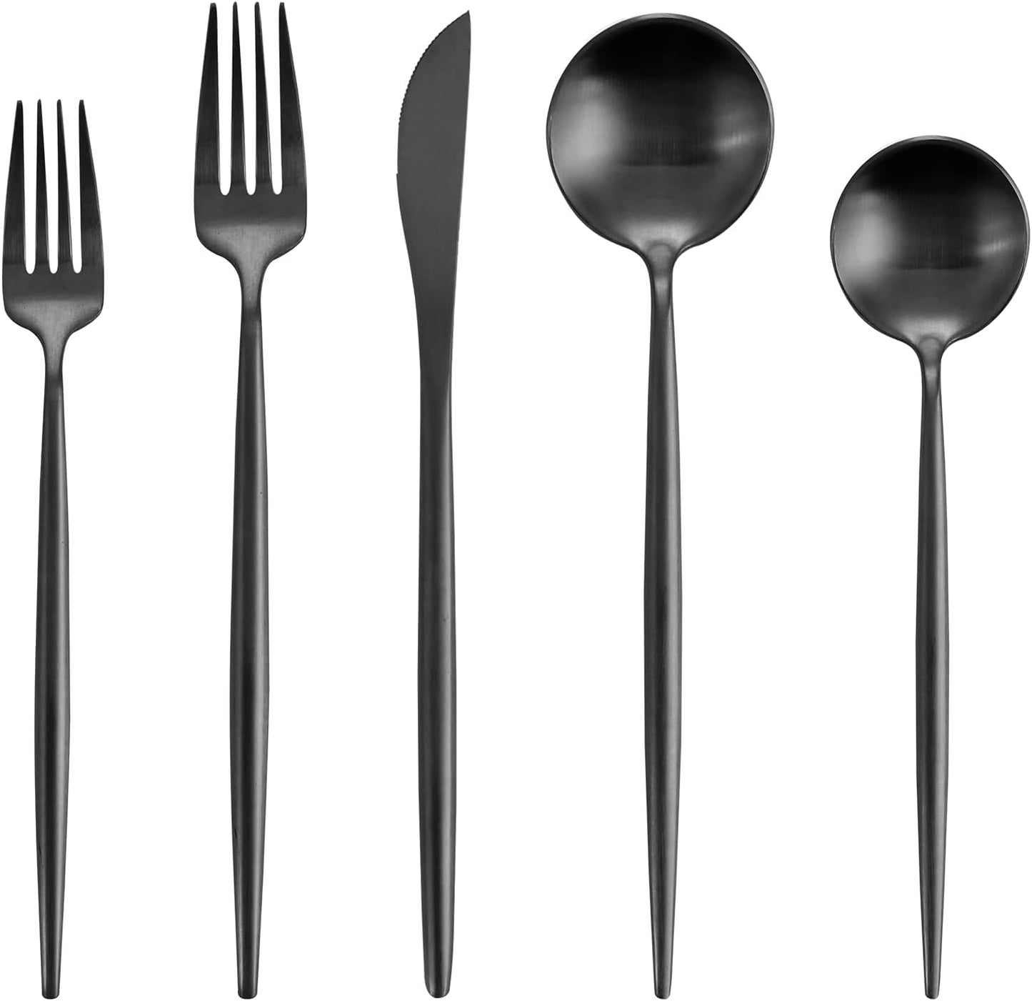 Matte Black Silverware Set for 12 - 60-Piece Stainless Steel Cutlery