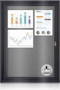 36 x 24 in Grey Felt Enclosed Bulletin Board - Locking Outdoor