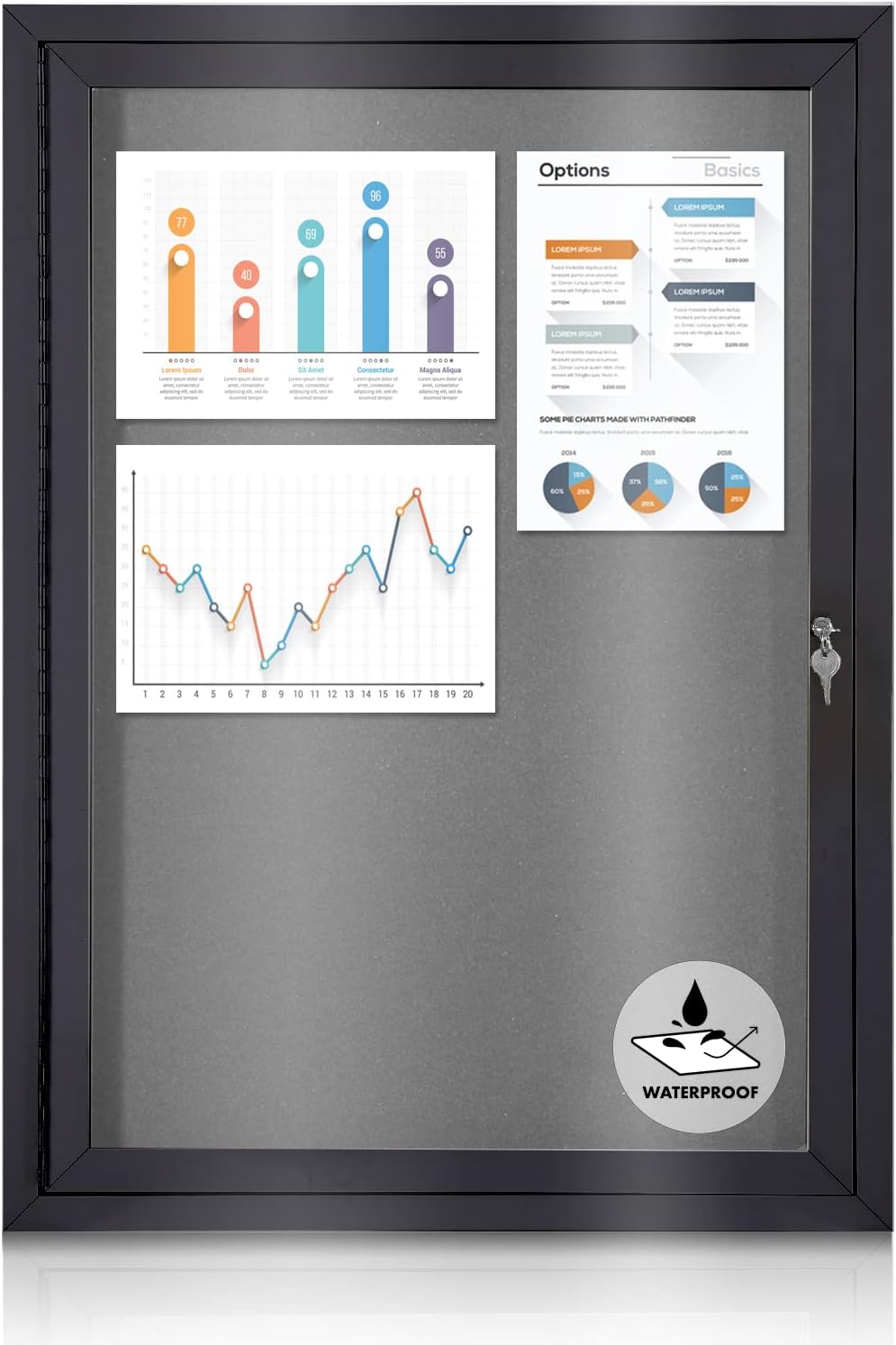 Enclosed Bulletin Board Outdoor Noticeboard with Locking Door
