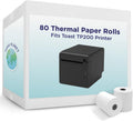 Thermal Receipt Paper for Toast TP200 Printer - 80 Rolls bundle