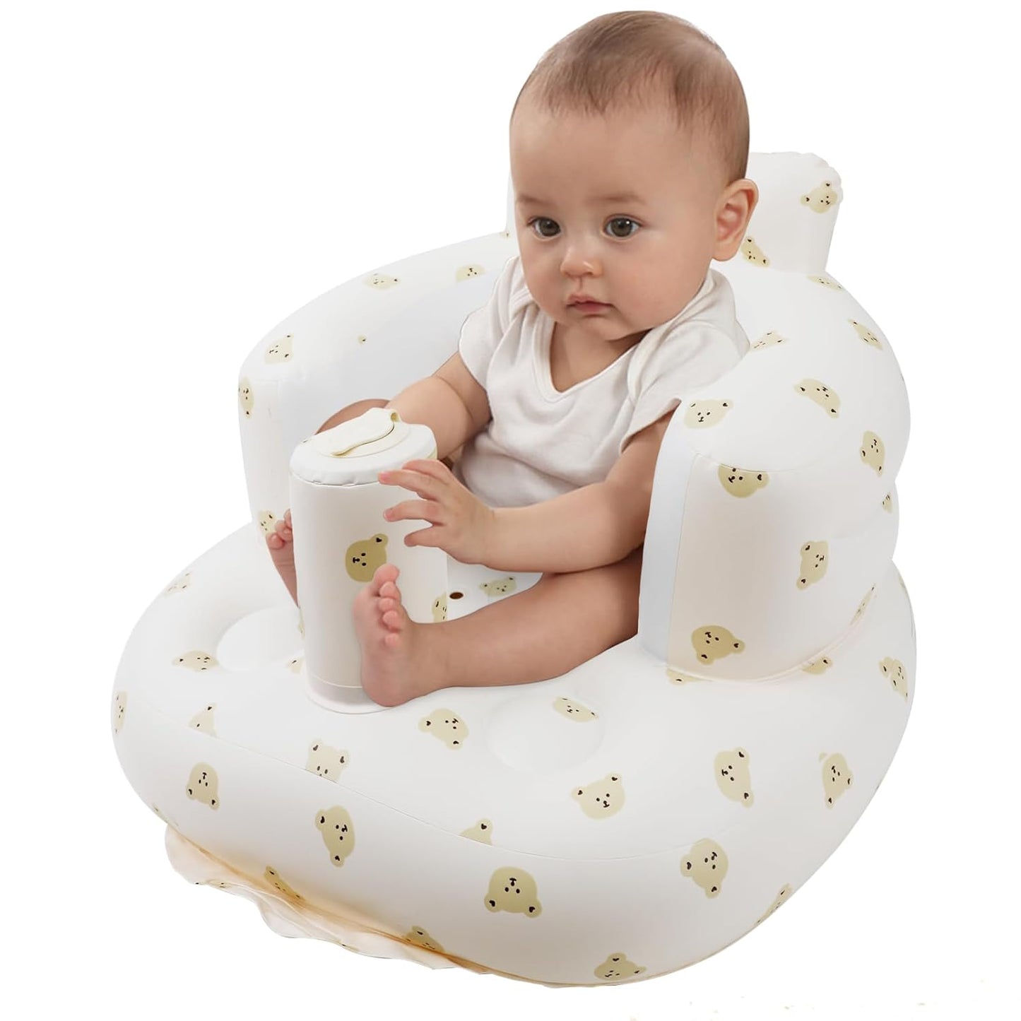 Zenflux Inflatable Baby Seat - Back Support & Built-In Pump ~ Encourages Sitting Up