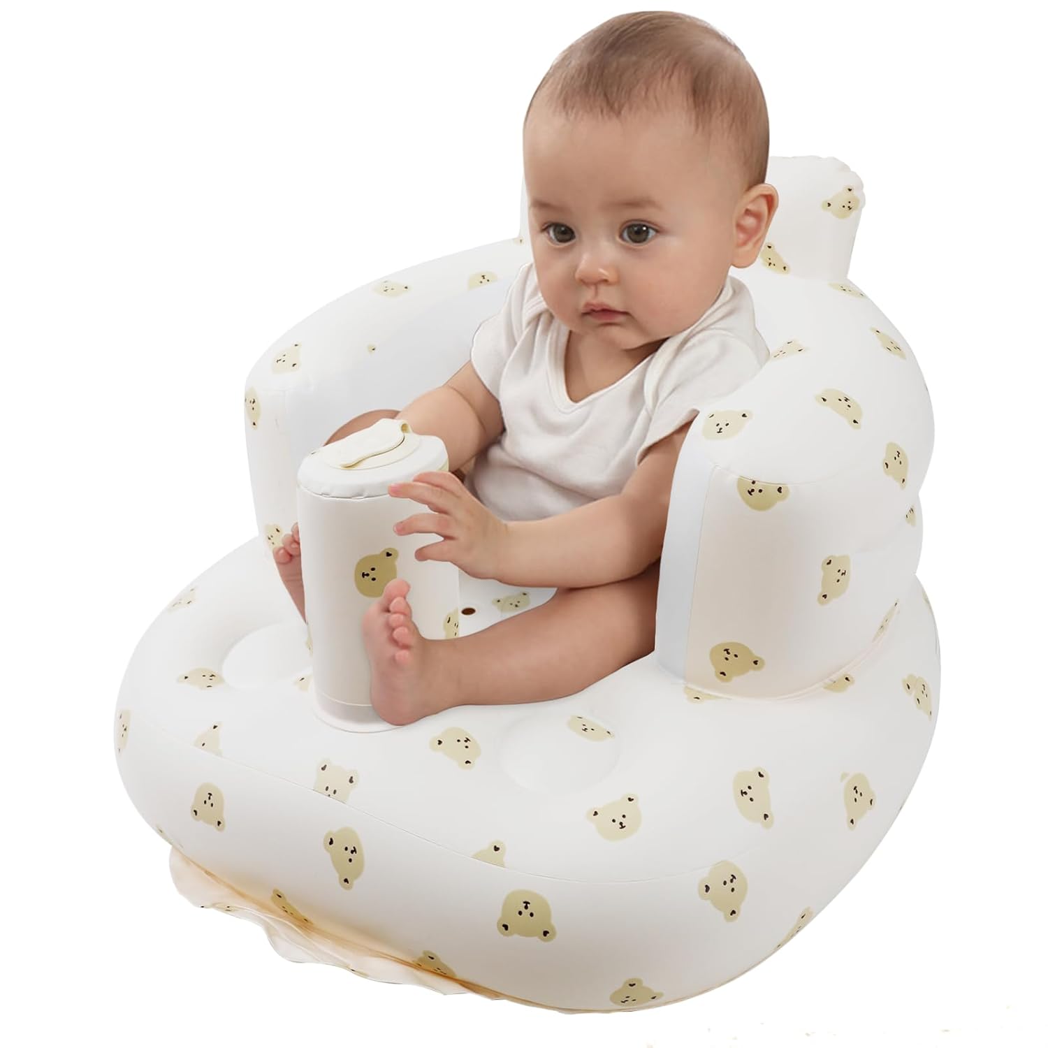 Zenflux Inflatable Baby Seat - Back Support & Built-In Pump ~ Encourages Sitting Up