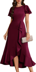 Women Formal Party Dress with Flutter Sleeves - Elegant Cocktail Fit